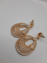 Large cubic zirconia gold-plated hoop female earrings